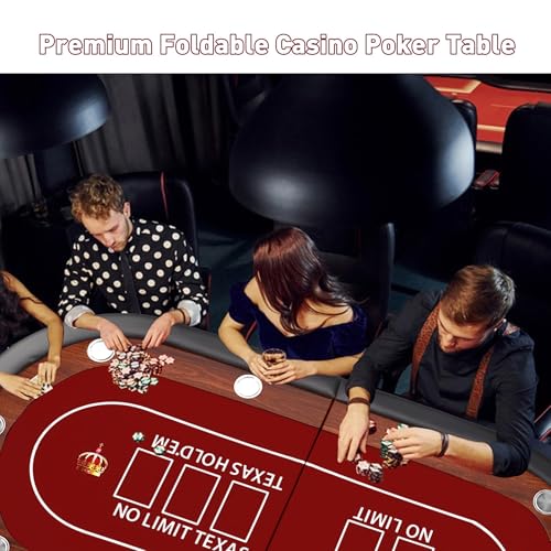 COLOR TREE Foldable Blackjack Poker Table, 84" Premium Texas Hold'em with Cup Holders, Padded Rails, Stylish Blue Design