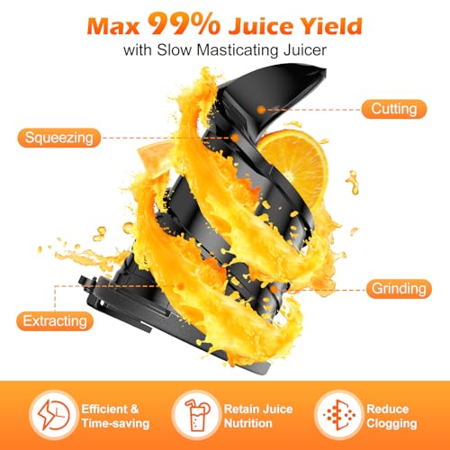 Juicer Machines with 5.8" Large Feed Chute, Cold Press Juicer For Whole Vegetables and Fruits