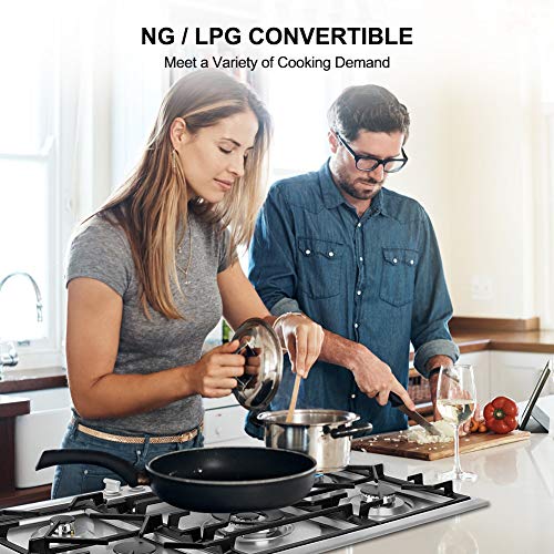 thermomate Gas Cooktop, Recessed Gas Rangetop with High Efficiency Burners
