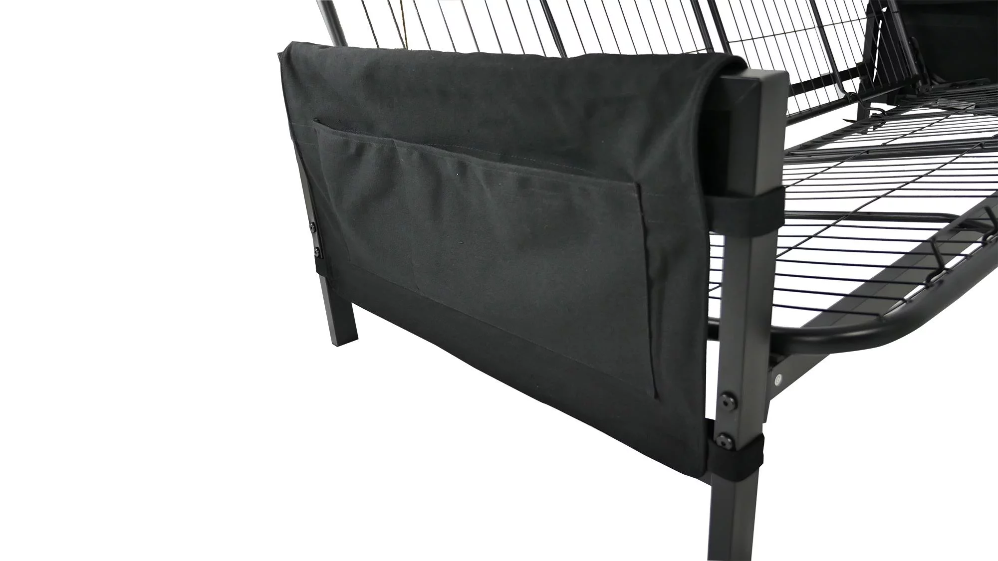 DHP Fairview Futon Set with Black Metal Frame, 6" Mattress and Storage Pockets, Black
