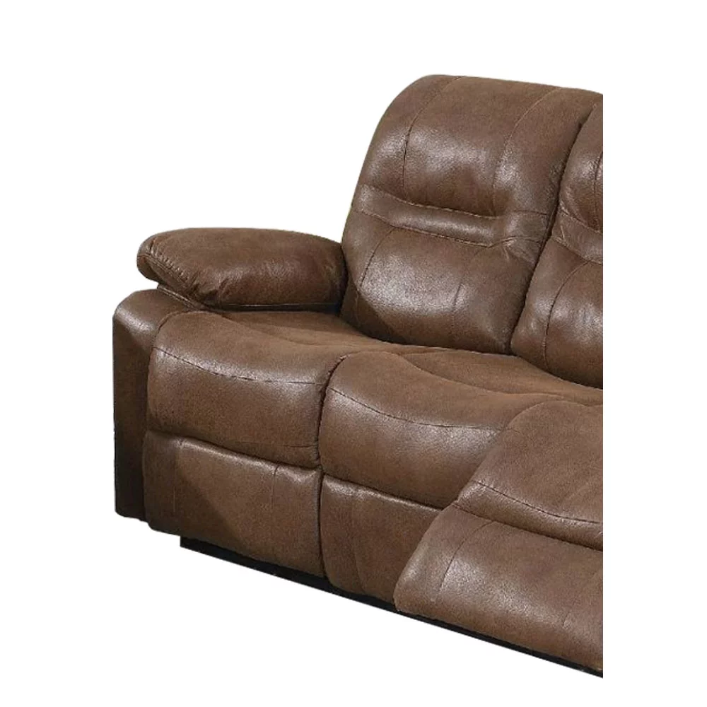 Joanna Brown Breathable Leathrette and Metal Reclining Mechanism with Pine Frame Manual Motion Sofa