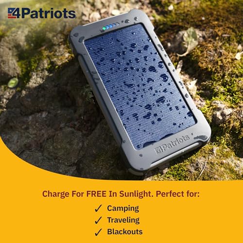 4Patriots Patriot Power Cell CX: Emergency Solar Power Bank with USB-C Fast-Charging Port - 4 Pack
