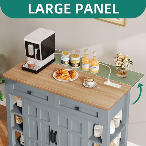 YITAHOME Kitchen Island with Drop Leaf & Power Outlet, Rolling Kitchen Cart on Wheels
