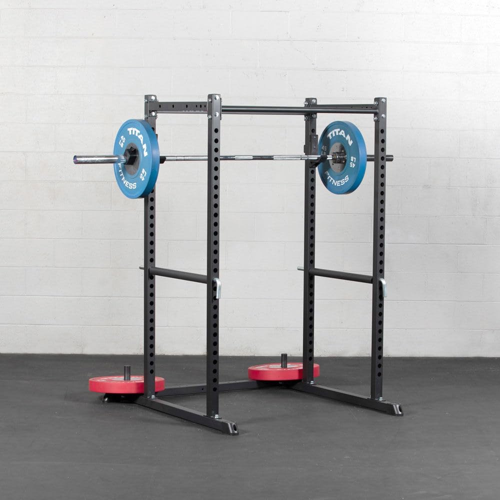 Titan Fitness T-2 Series Short 71" Power Rack, 850 LB Rackable Capacity, Skinny Pull Up Bar, Pin and Pipe Safeties, Standard J-Hooks