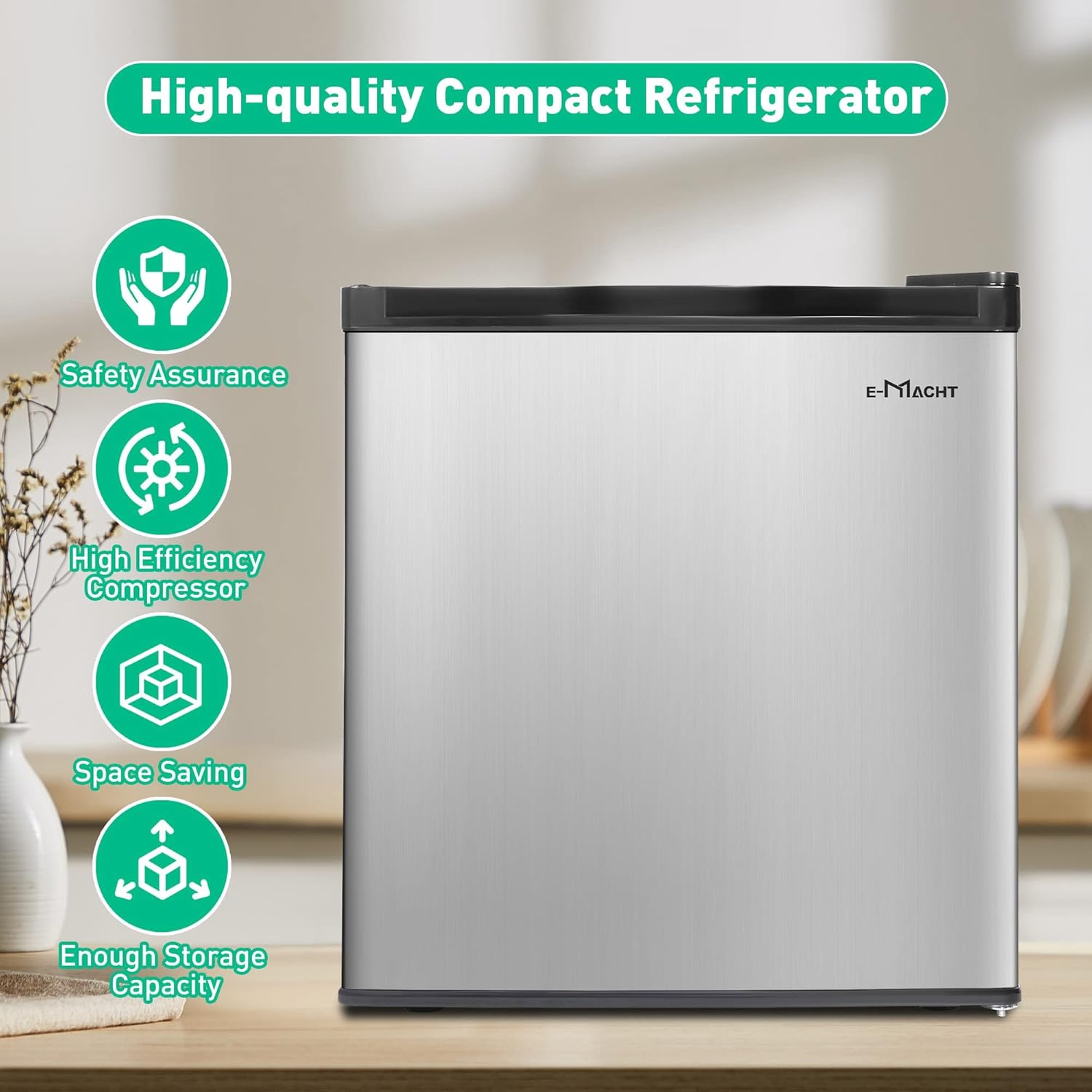 Mini Fridge with Freezer, Single Door Compact Refrigerator with Adjustable Legs, Adjustable Thermostat Control, Removable Shelf