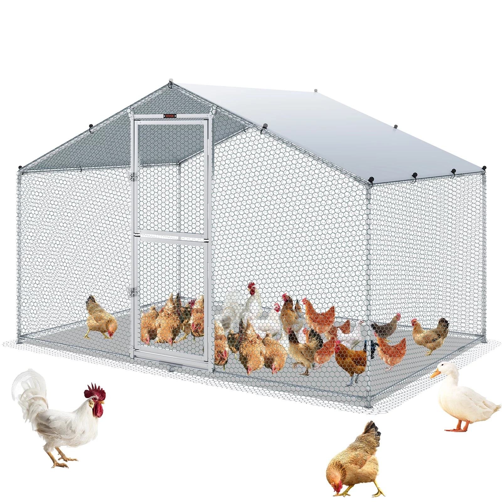 SKYSHALO Chicken Coop Large Metal Chicken Cage House Waterproof Run Large Metal Chicken Coop Outdoor Walk in Chicken Coop Cage Backyard Farm Use