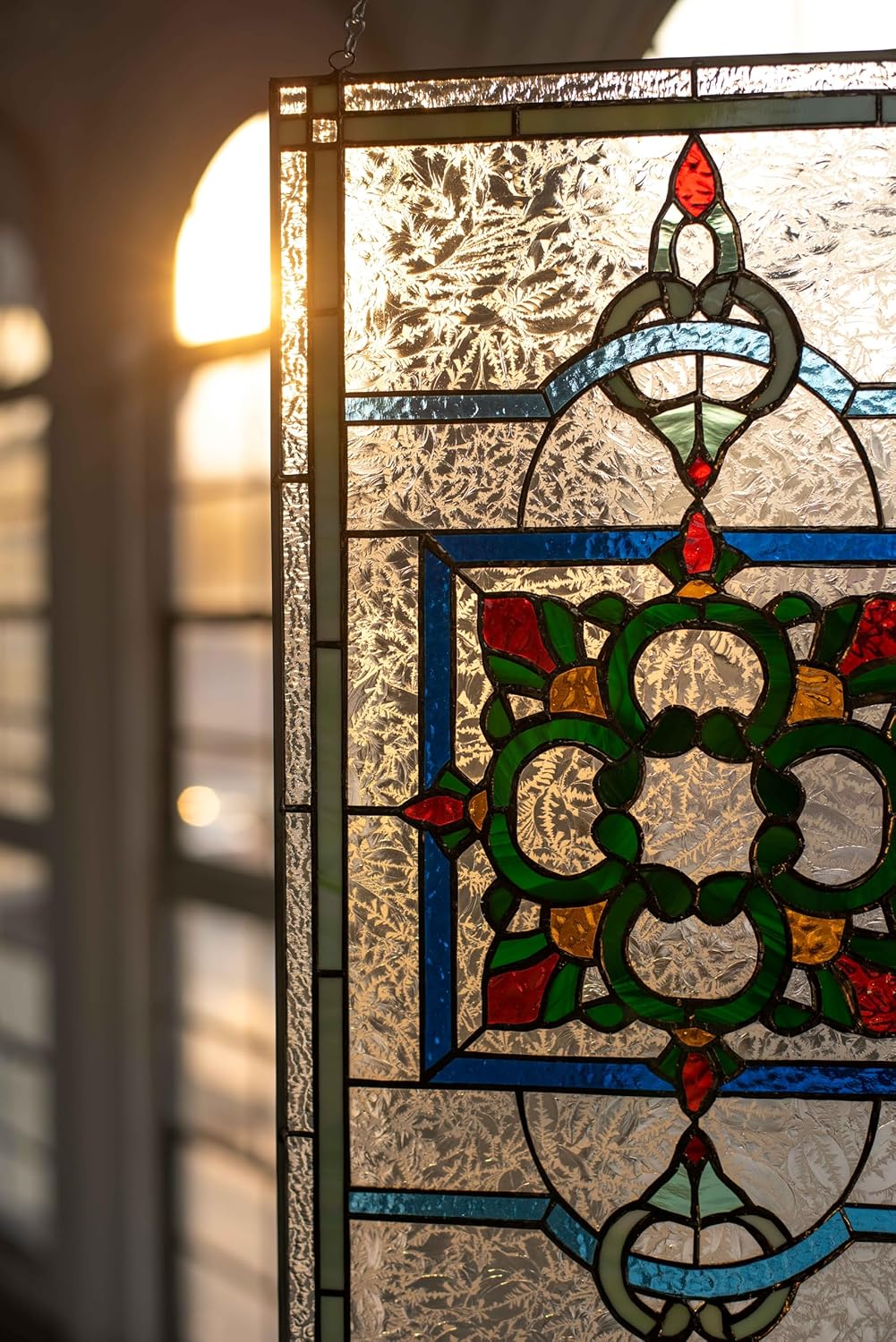 The Celtic Knot - Tiffany Style Stained Glass Window Panel - 21''x 12'' Hanging Stained Glass Art for Home, Handcrafted Decorative Window Accent