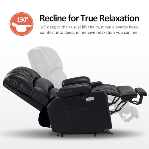 MCombo Oversized Power Lift Recliner Chair for Elderly, Lift Chair with Heat and Massage, Lift Recliner for Big and Tall, Cup Holders