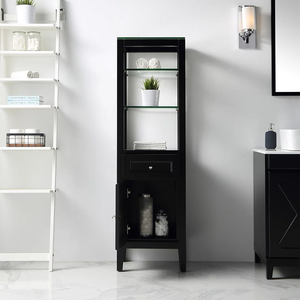 Ove Decors High End 18 in W x 14 in D Bathroom Linen Cabinet, Espresso