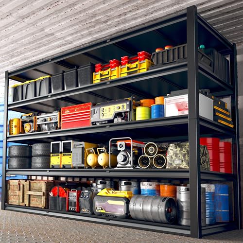 REIBII 60" W Garage Shelving 3000LBS Garage Shelving Heavy Duty Storage Shelves, 5 Tier Metal Shelves, Adjustable Industrial Shelf for Warehouse