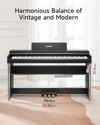 Donner DDP-200 Pro Digital Piano with 88 Key Graded Weighted Keyboard, 2.4" IPS Screen, Record, Wireless Connection, 100+ Sounds, 256 Polyphony