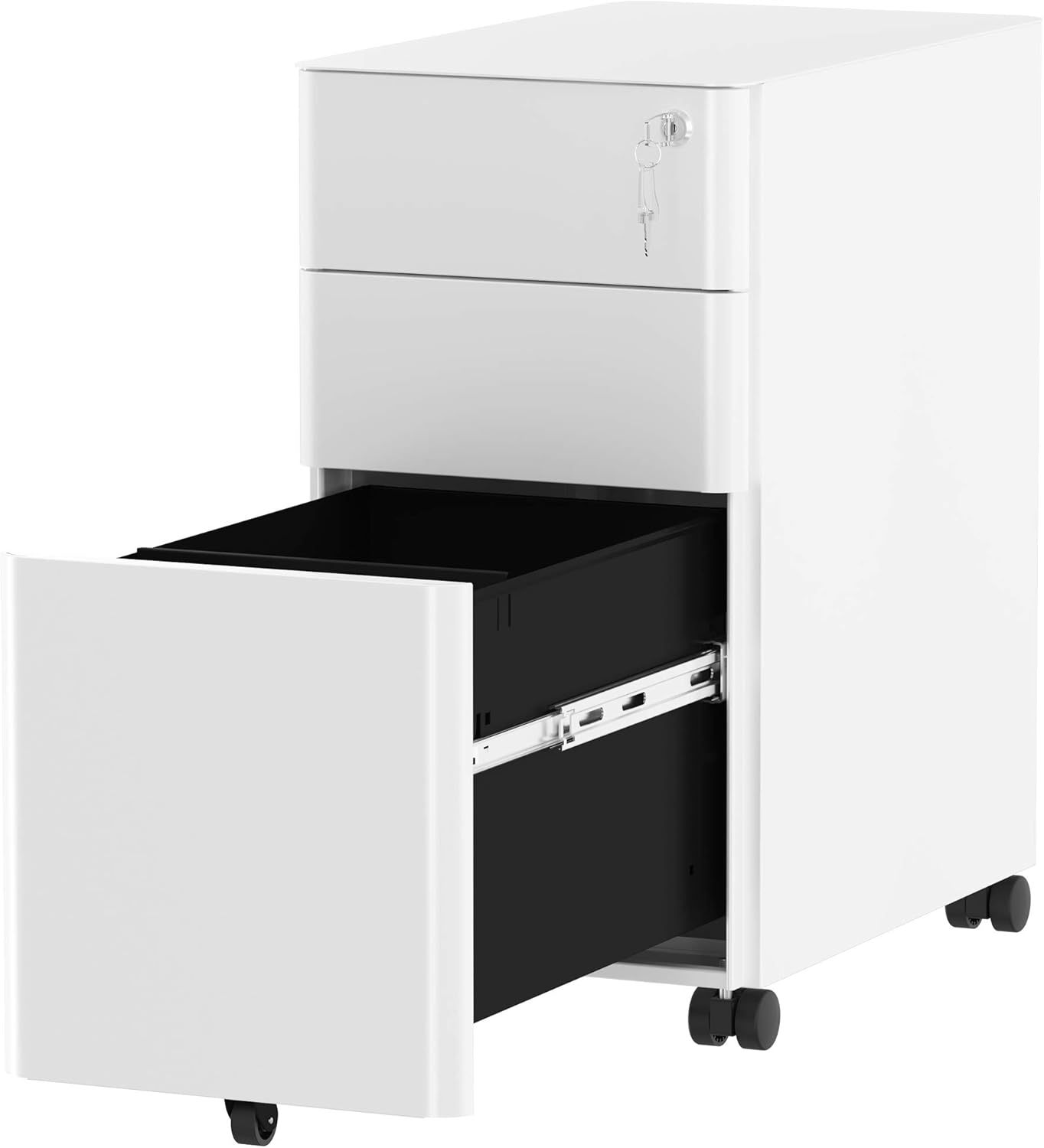 YITAHOME 3-Drawer Slim File Cabinet with Lock, Mobile Metal Office Storage Filing Cabinet, Legal/Letter Size