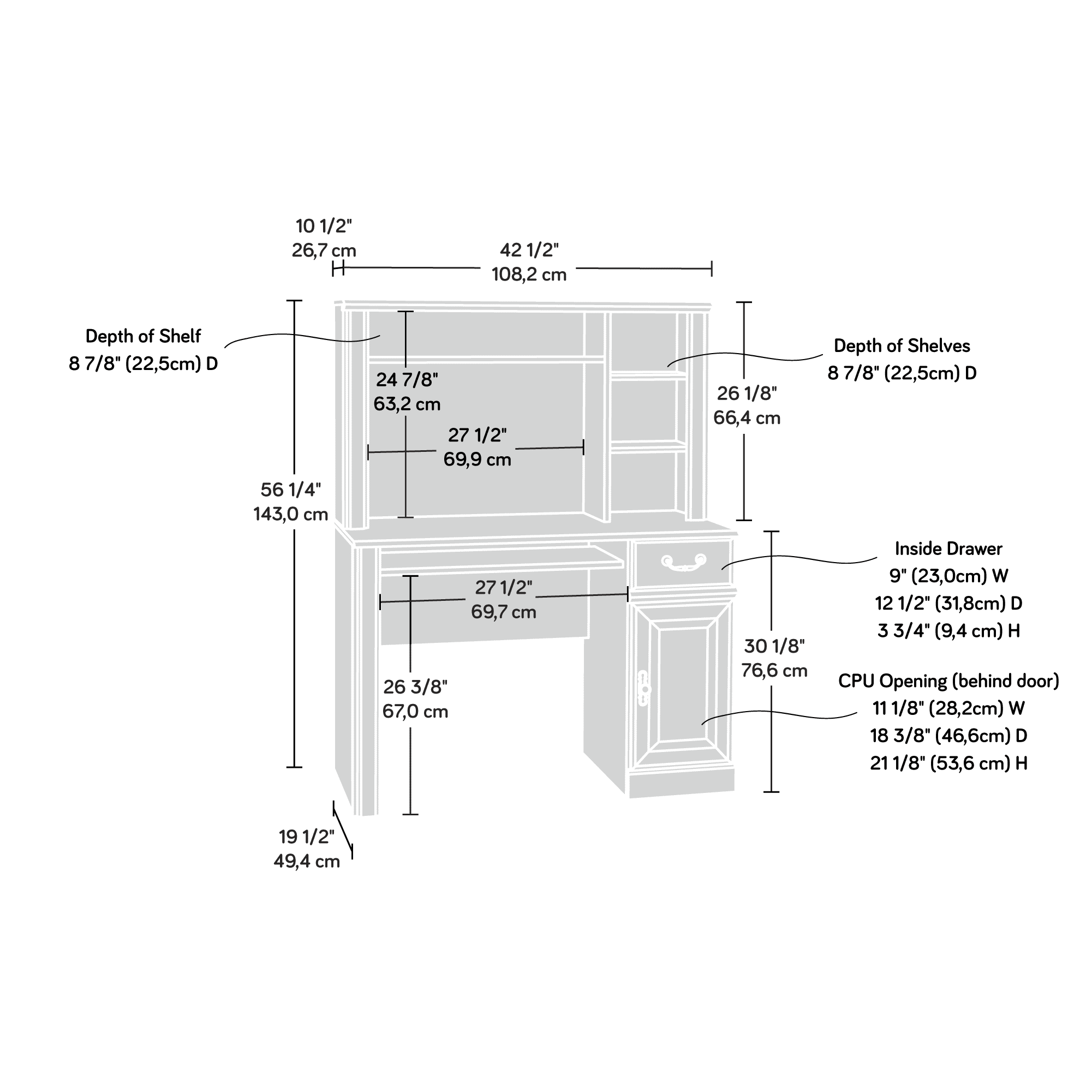 Sauder Orchard Hills Computer Desk W/hutch, Carolina Oak Finish