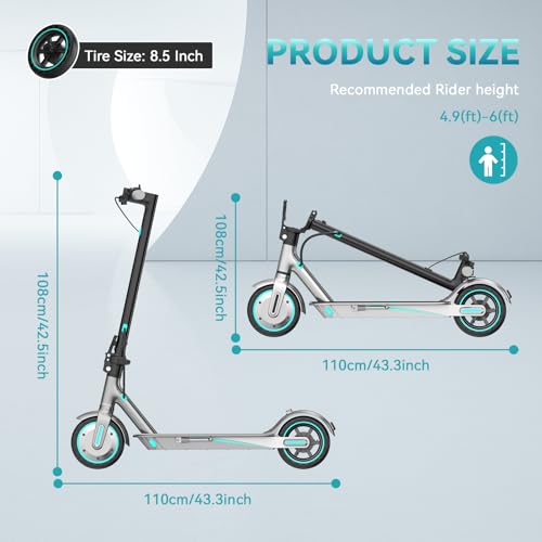 Electric Scooter for Adults, 19/25 Mph Max Speed, 21/25/35 Miles Range,350/500/600W APP Control E-Scooter with 8.5"/10" Inflatable tire