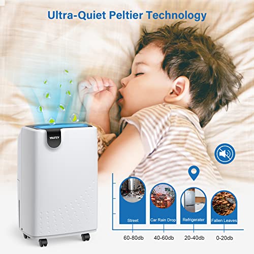 Yaufey 2500 Sq. Ft Home Dehumidifier for Medium to Large Rooms and Basements with Auto or Manual Drainage, 0.48 Gallon Water Tank Capacity
