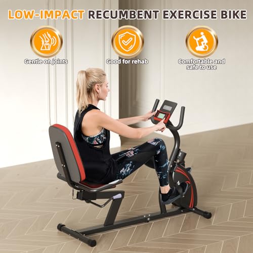 VANSWE Recumbent Exercise Bike for Adults Seniors - Recumbent Bikes for Home with Magnetic Resistance, Bluetooth and App Connectivity, Pulse Sensor