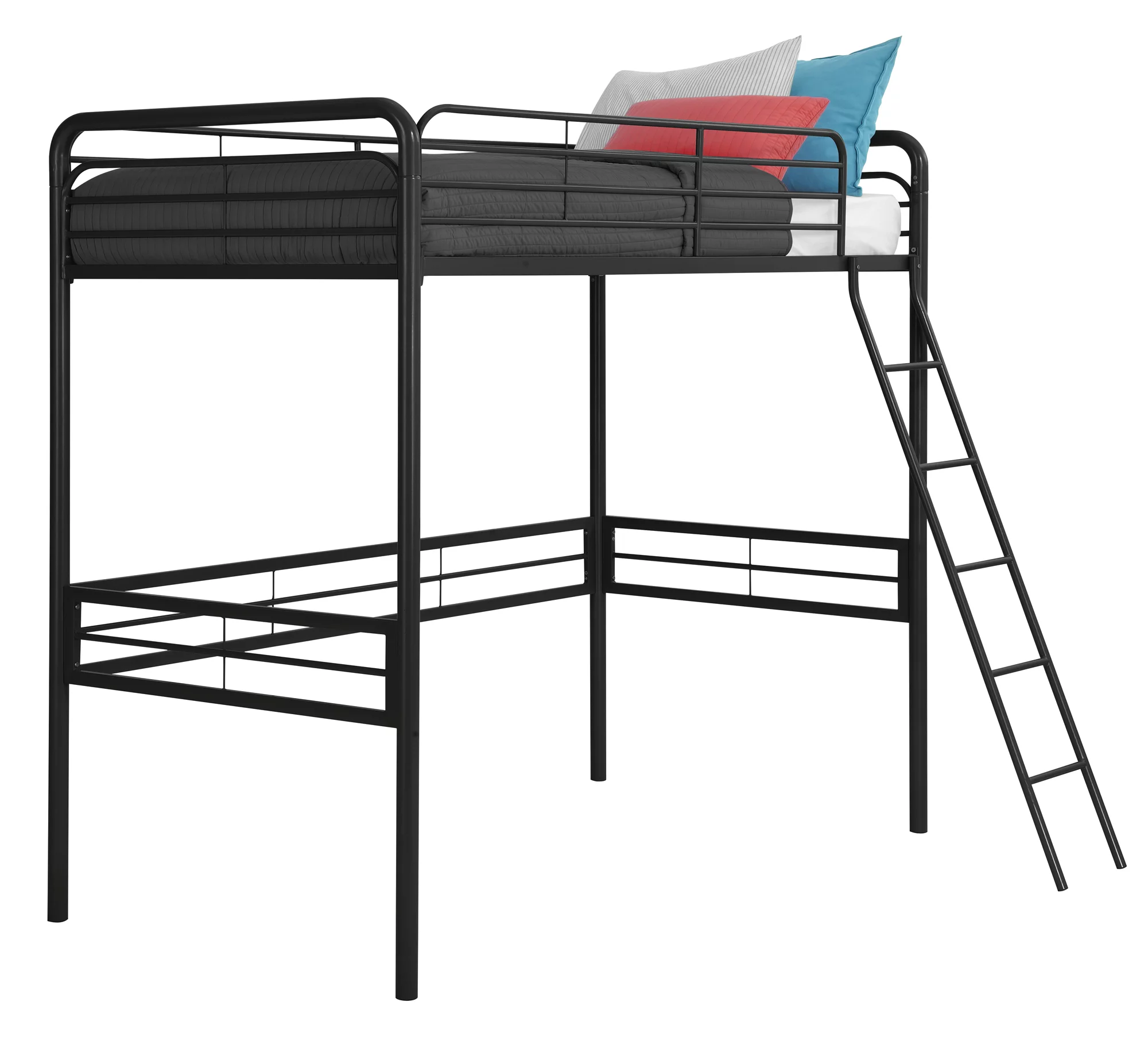 DHP Tommy Twin Metal Loft Bed, Black