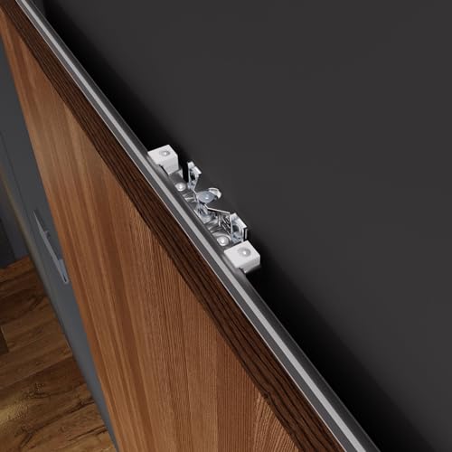 36inch Concealed Sliding Barn Door Hardware with Soft Close Mechanism, Aluminum Track, Invisible Floor Track, Fit MIN Opening Width 28in