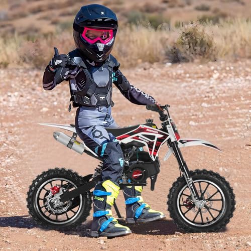 2025 Upgrade 49cc Kids Dirt Bike with Dual Disc Brakes, 2-Stroke 40KM/H Gas Pitbike
