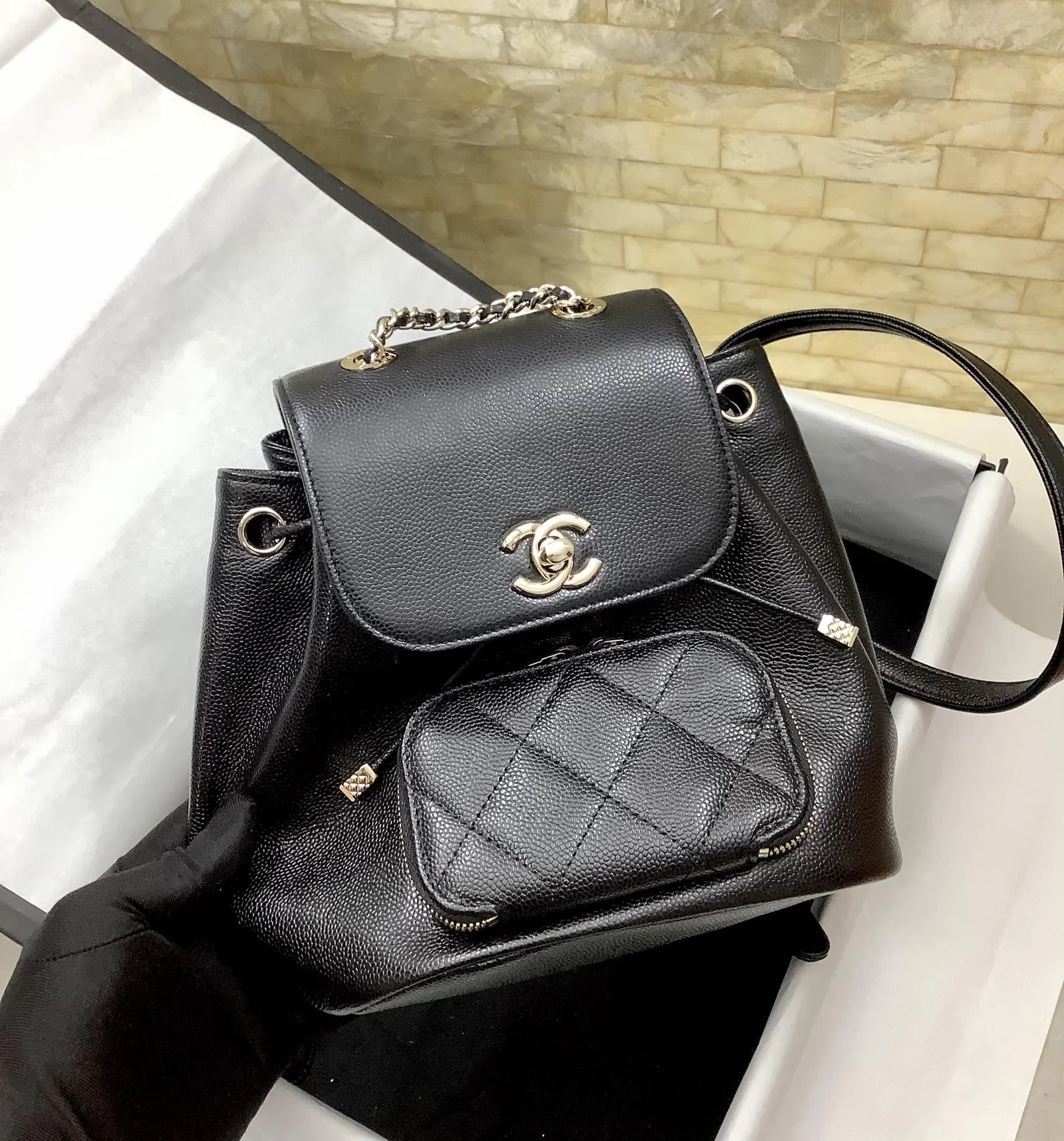 Chanel Small Affinity Backpack Black For Women, Women&rsquo;s Bags 9.8in/25cm