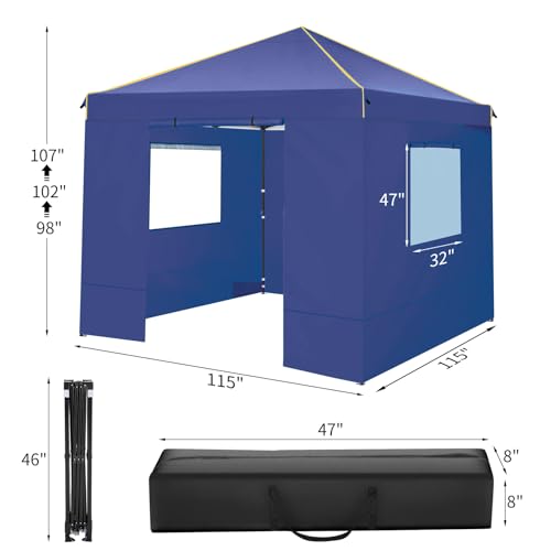 10x10 Pop Up Canopy Tent with 4 Sidewalls and Mesh Windows 2.0
