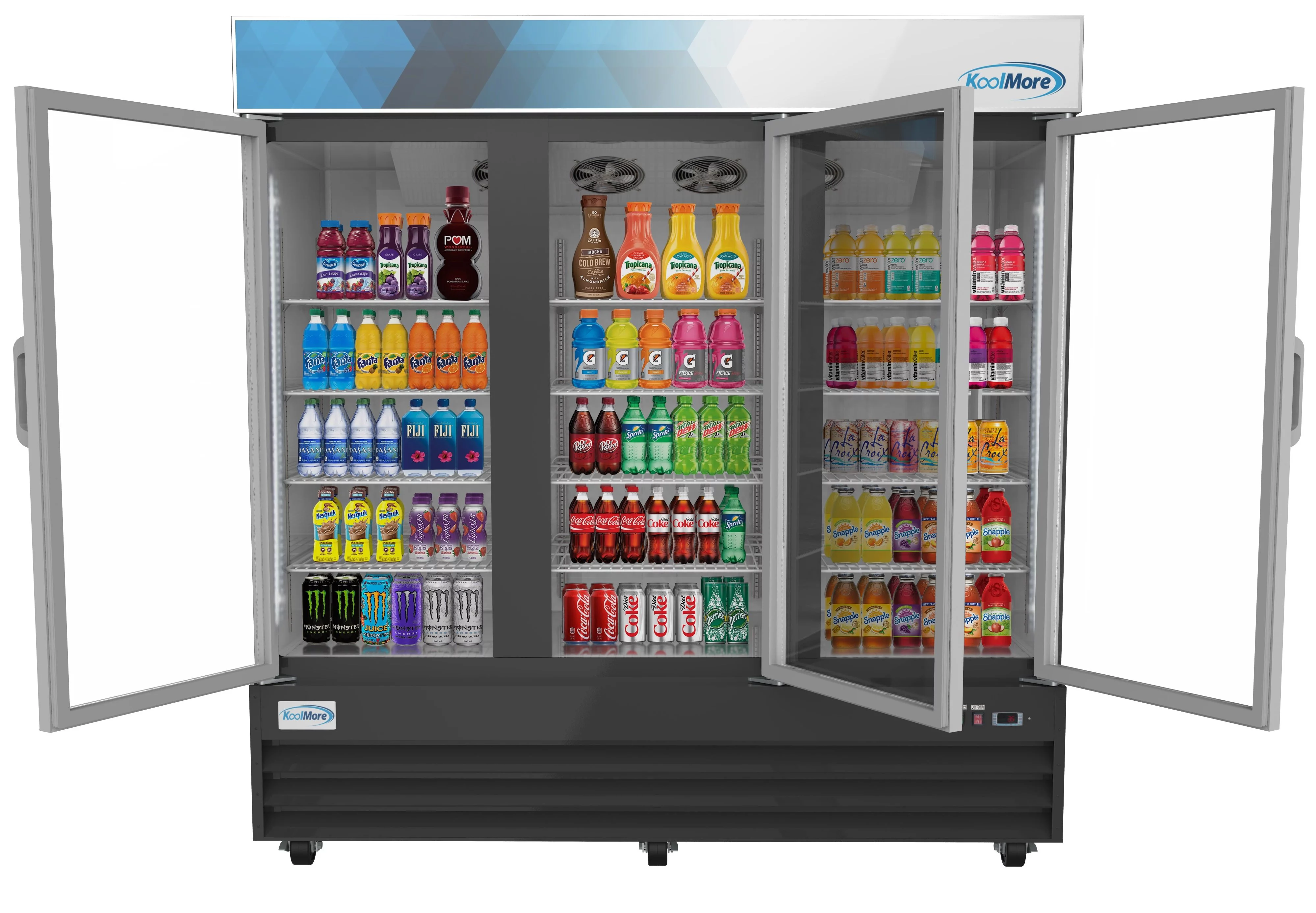 Koolmore 78 in. Three Glass-Door Merchandiser Refrigerator - 53 Cu ft.