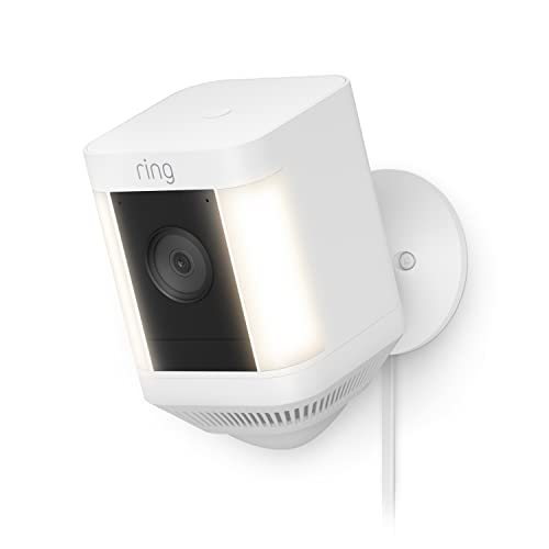 Ring Spotlight Cam Plus, Battery | Two-Way Talk, Color Night Vision, and Security Siren (2022 release) - White