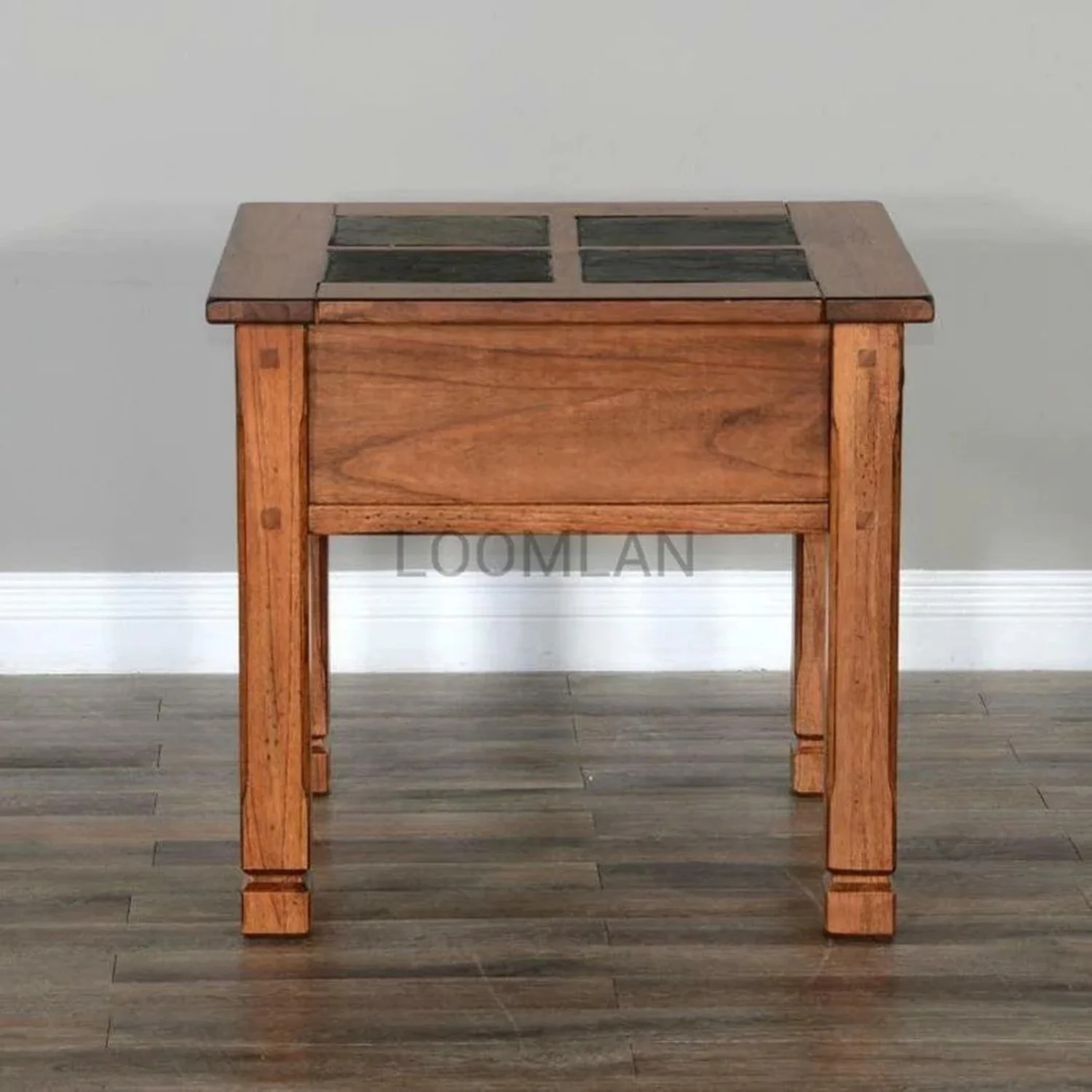 Sunny Designs Sedona 26" Transitional Wood End Table in Rustic Oak