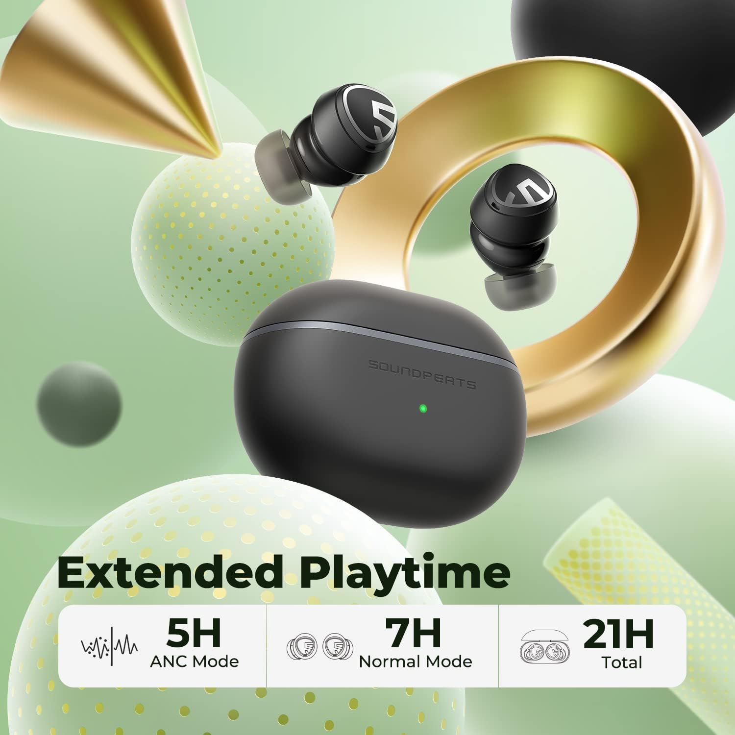 SoundPEATS Mini Pro Hybrid Active Noise Cancelling Wireless Earbuds, Bluetooth 5.2 Headphones with ANC, QCC3040, aptX Adaptive, Transparency Mode
