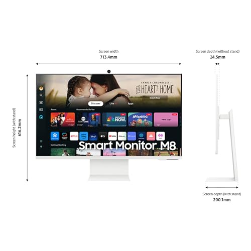 SAMSUNG 32-Inch M8 (M80D) Series 4K UHD Smart Monitor with Streaming TV, Speakers, HDR10+, AI Upscaling, USB-C, Ergonomic Stand, SlimFit Camera