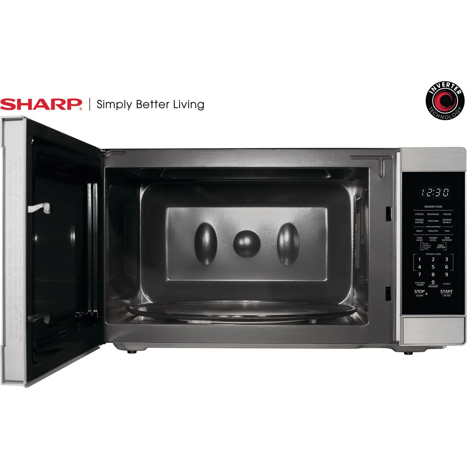 Sharp 2.2-Cu. ft. Countertop Microwave Oven with Inverter Technology in Stainless Steel, New