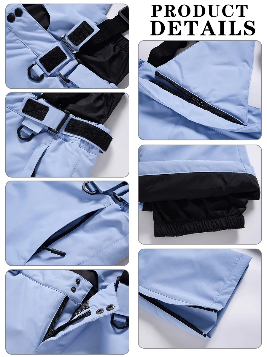 SEARIPE Women's Ski Pant Detachable Snowboard Insulated Bib Pant Outdoor Windproof Waterproof Breathable Overalls Snow Pant Apricot XL