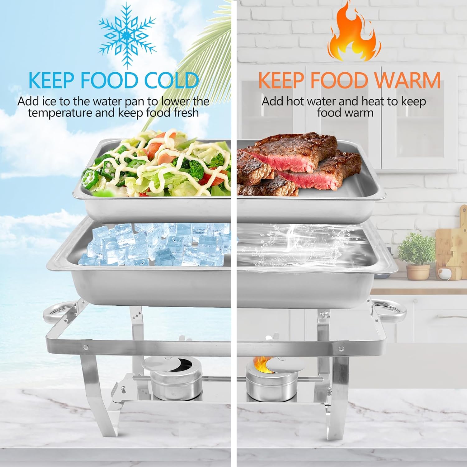 8 Qt 4 Pack Full Size Stainless Steel Chafing Dishes Buffet Set