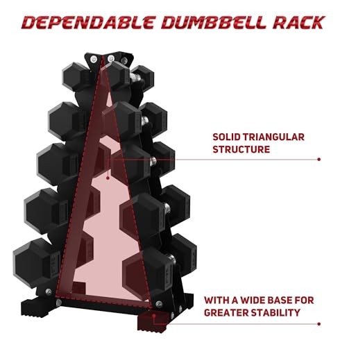 BalanceFrom Rubber Coated Hex Dumbbell Weight Set with Storage Rack, 100LB or 150LB or 200LB Set, 5-20 lbs or 5-25 lbs or 10-30 lbs Pairs