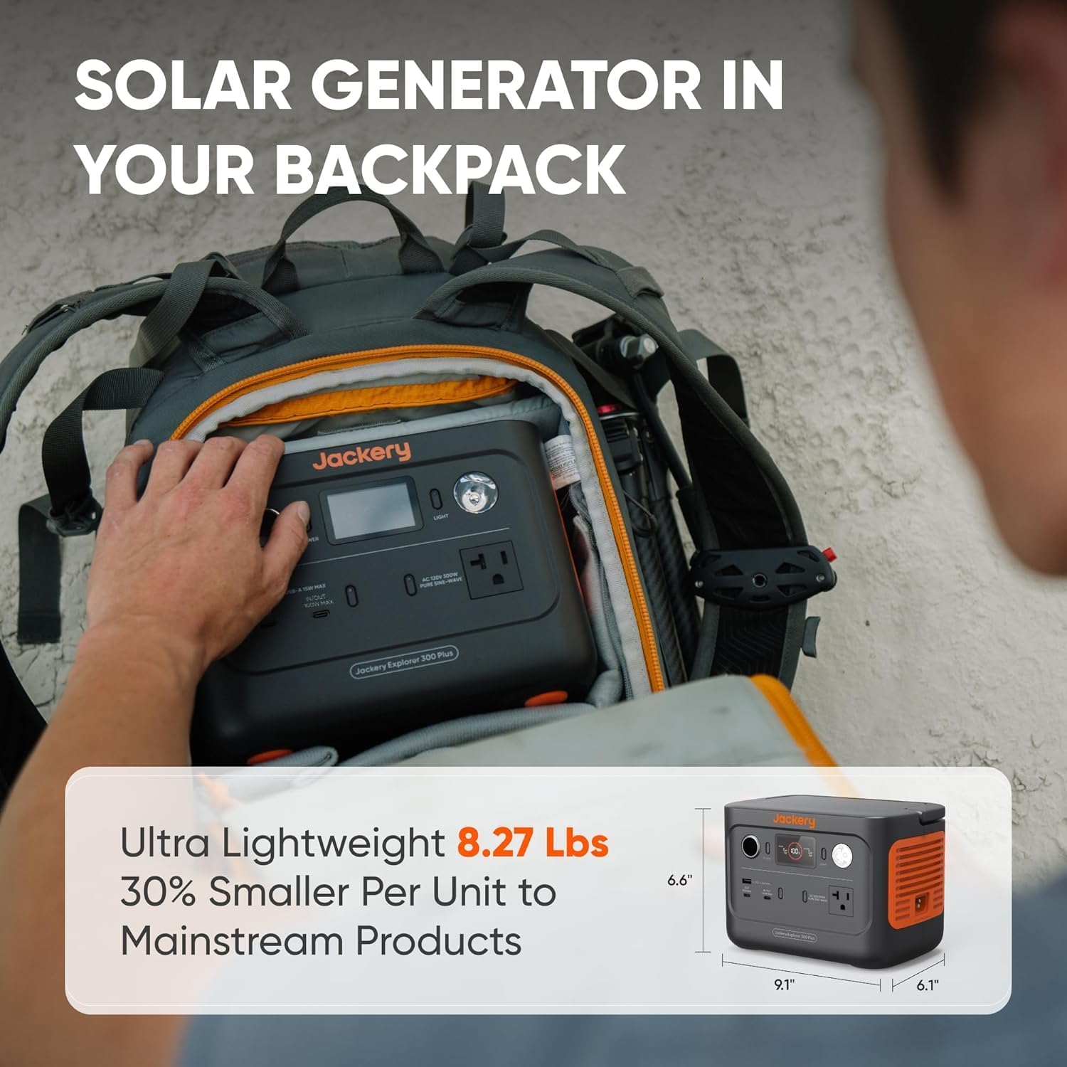 Jackery Solar Generator 300 Plus Portable Power Station with 40W Book-sized Solar Panel, 288Wh Backup LiFePO4 Battery, 300W AC Outlet