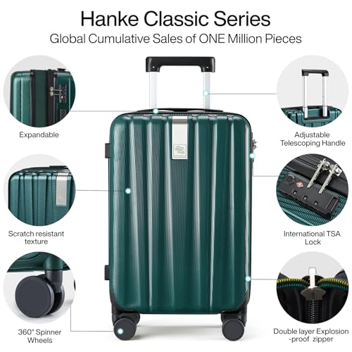 Hanke 29 Inch Luggage Suitcases With Spinner Wheels Lightweight PC hardside Rolling Suitcase With Travel Lock, Checked-Large 29-Inch(Blackish Green)