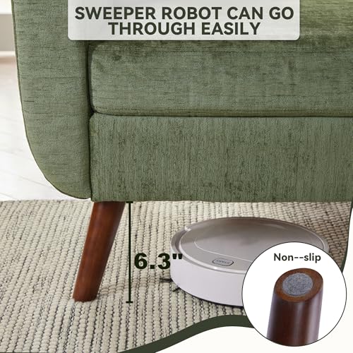 Tbfit L Shaped Couch Sofa, 80" W Mid-Century Modern Sectional Couches, 3 Seater Sofas with Wide Chaise Lounge & Two Pillows