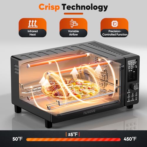 Nuwave Bravo Pro Smart 21QT Toaster Oven Air Fryer Combo, Convection Oven Countertop, 10 functions all in 1, with even & quick crisp technology
