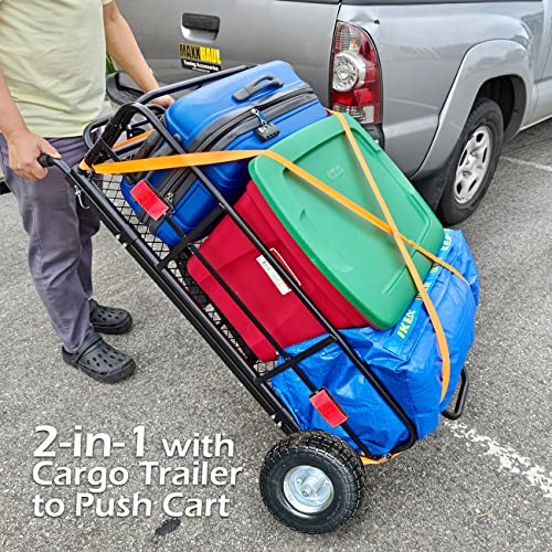 MaxxHaul 50243 Foldable Hitch N Roll Cargo Carrier Cart With Quick Detachable Basket Rack With 10 inch Flat Free Tires for Home Camp Travel Ranch SUV