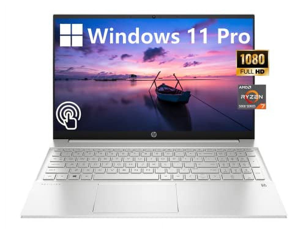 HP Pavilion 15.6" FHD Touchscreen Business Laptop, AMD Ryzen 7 5825U, Windows 11 Pro, 32GB RAM, 512GB SSD, Backlit Keyboard, Numeric Keypad, WiFi 6