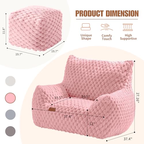 Big Bean Bag Chairs for Adults Cozy Giant Bean Bag Sofa Chair, Gaming Bean Bag Chairs with Foot Rest, Lounge Comfy Chair Indoor for Bedroom