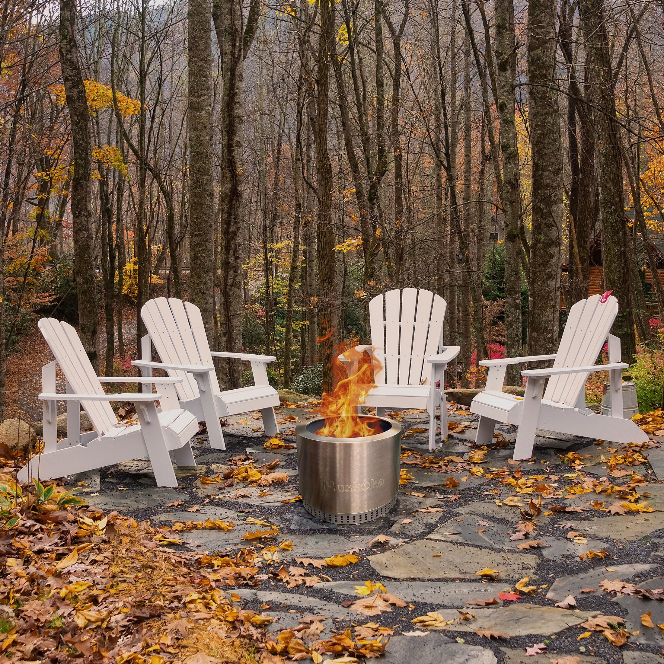 Muskoka 19.5 Stainless Steel Smokeless Wood Burning Fire Pit with Protective Cover