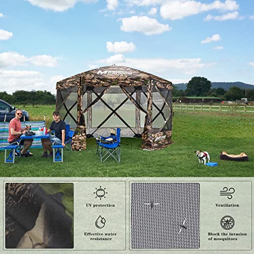 MASTERCANOPY 12x12FT Pop Up Gazebo Screen Tent - Instant Screen House with Netting, Quick Set, Outdoor Canopy Shelter with Carry Bag for Camping