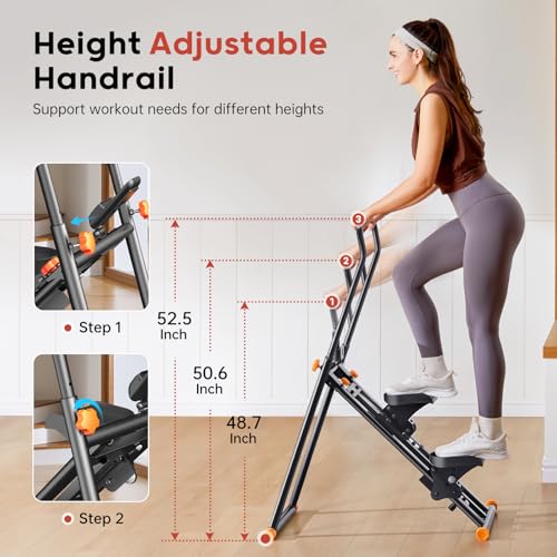 Foldable Stair Stepper Machine - Vertical Stair Climber for Home Gym, Full-Body Cardio Workout Equipment with Adjustable Handlebar & Pedals