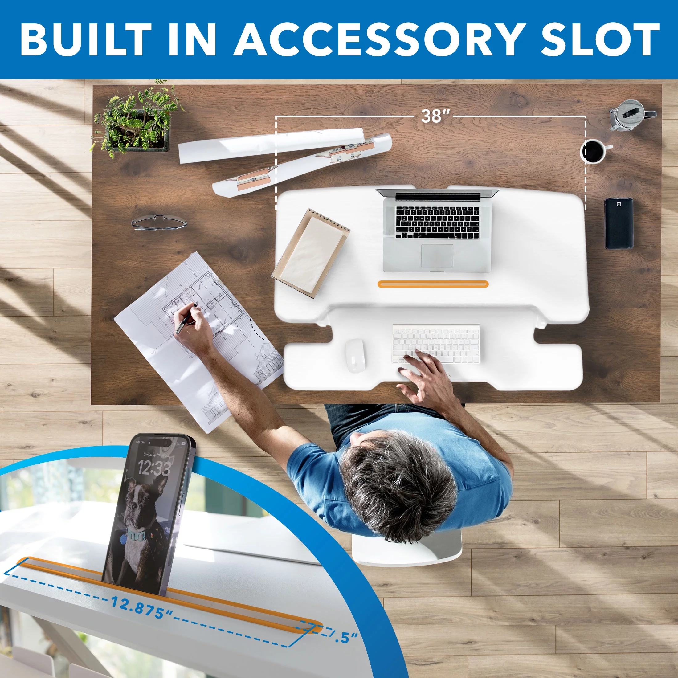 Mount-It! Extra Wide Sit Stand Desk Converter | Ergonomic