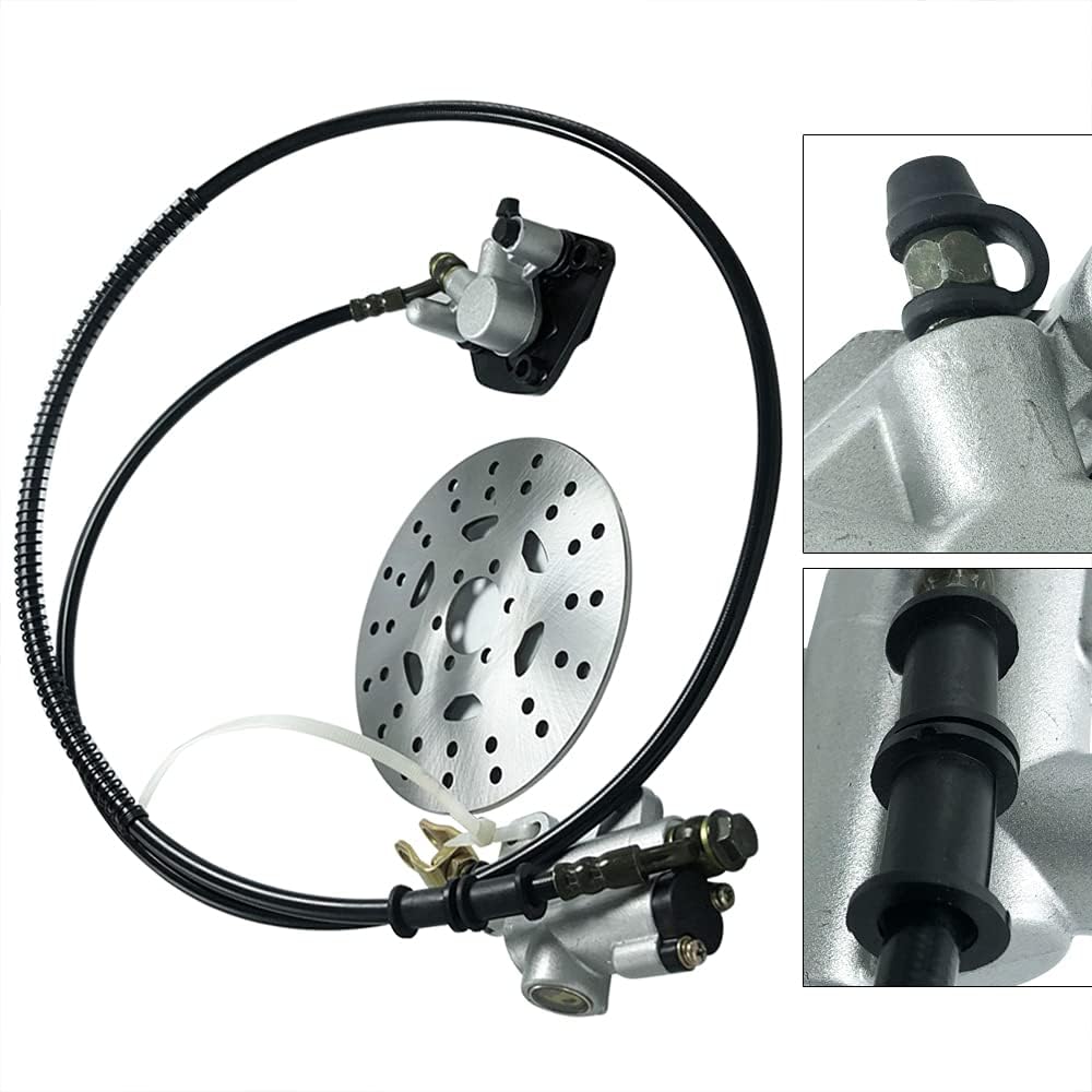 Rear Brake Caliper Assembly Rear Brake Disc For 50-125cc Go-kart Atvs w/1.55m Hose Pack of 2