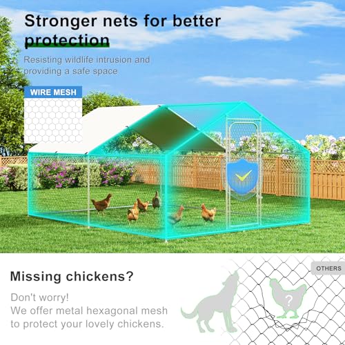 Large Metal Chicken Coop with Waterproof and UV-Resistant Cover