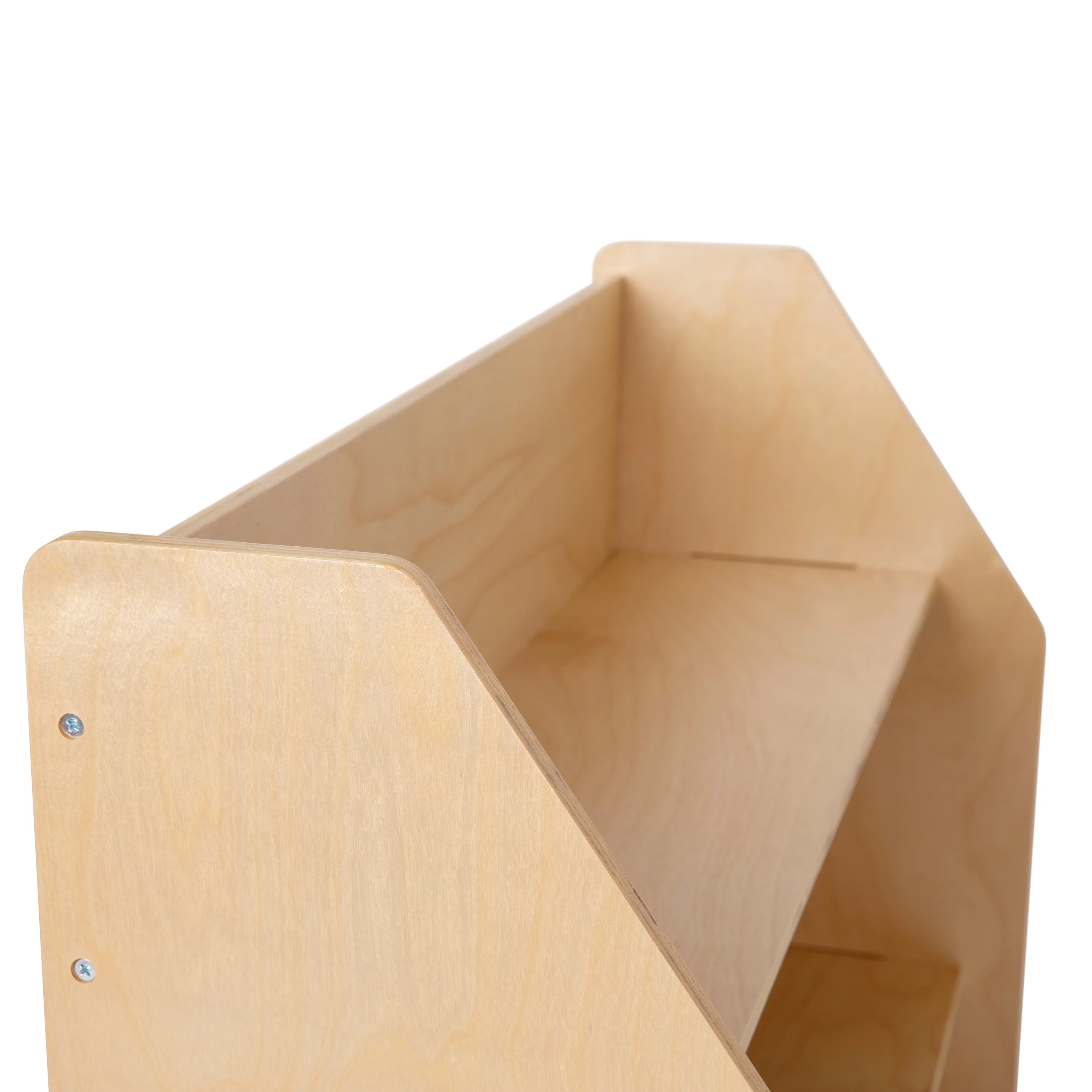 BizChair Natural Wooden 3 Shelf Book Display with Safe, Kid Friendly Curved Edges - Commercial Grade for Daycare, Classroom or Playroom Storage