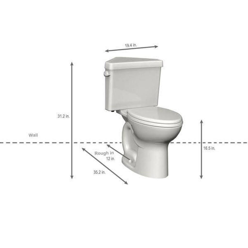 American Standard 270AD001.020 Cadet 3 Powerwash Triangle Right Height 2-Piece 1.6 GPF Elongated Toilet in White