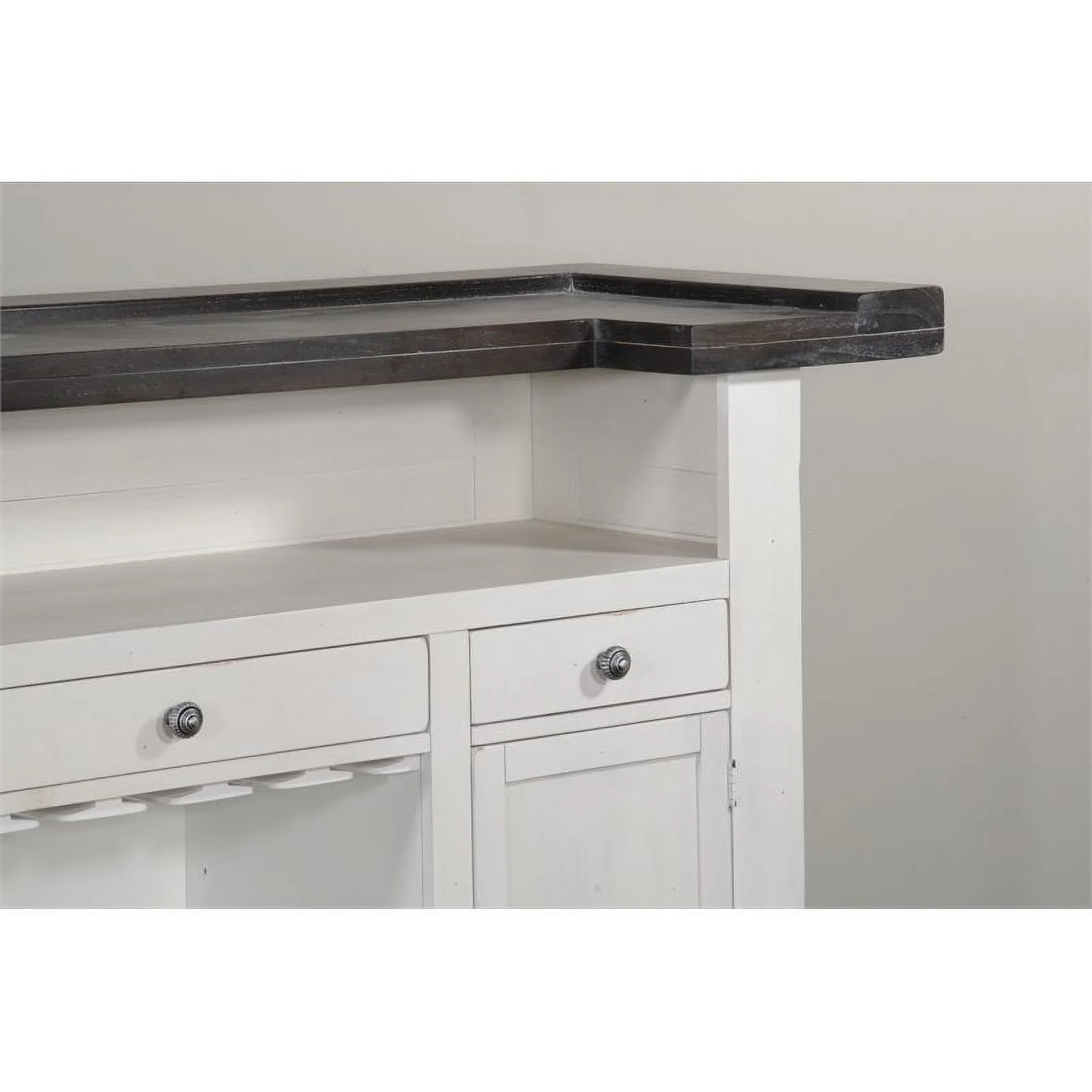 Pemberly Row Espresso Finish 78" Farmhouse styled Wood Bar Unit